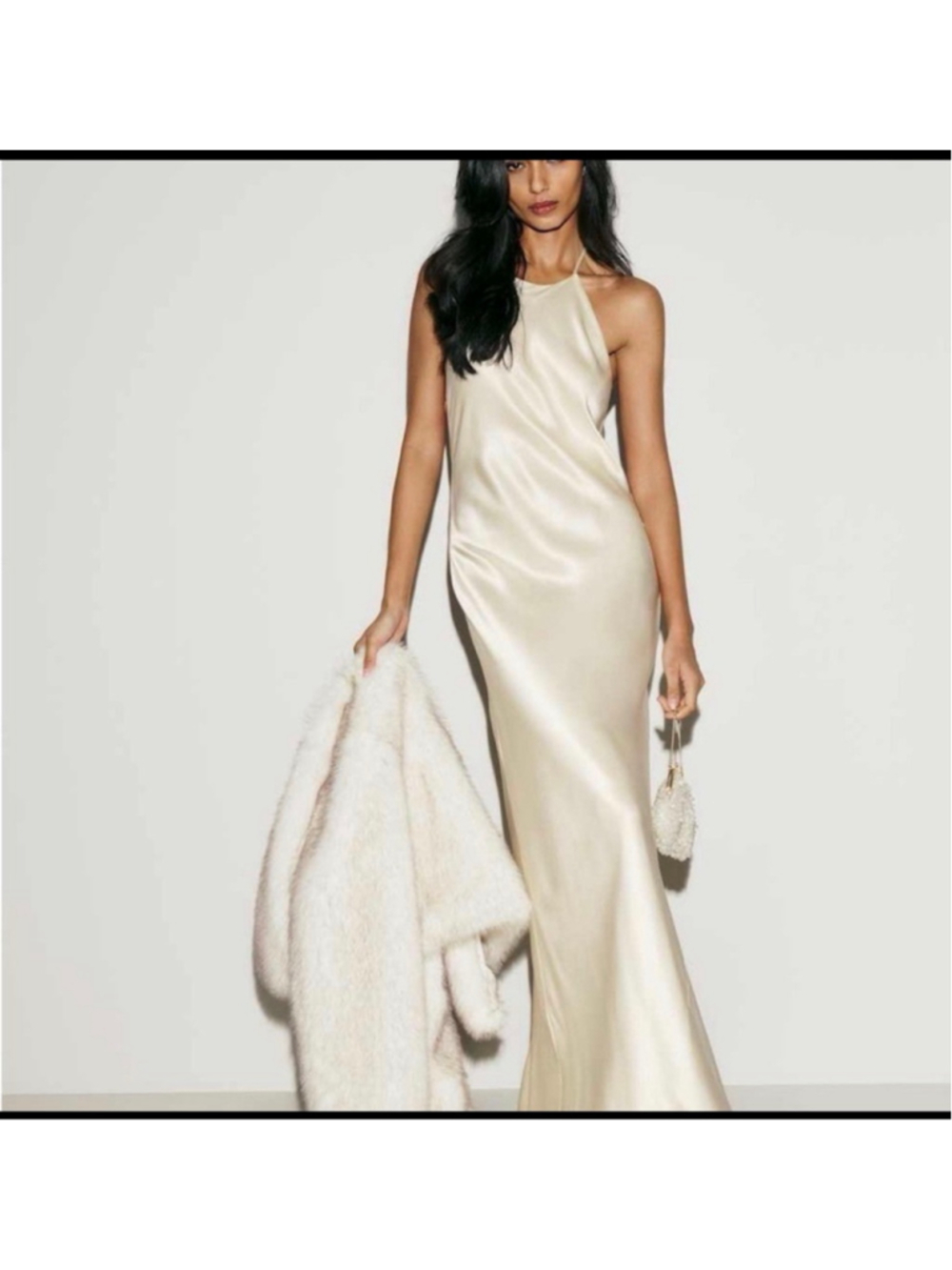 Women's Reformation Jeany Silk Halter Maxi Dress in Beige, Size S